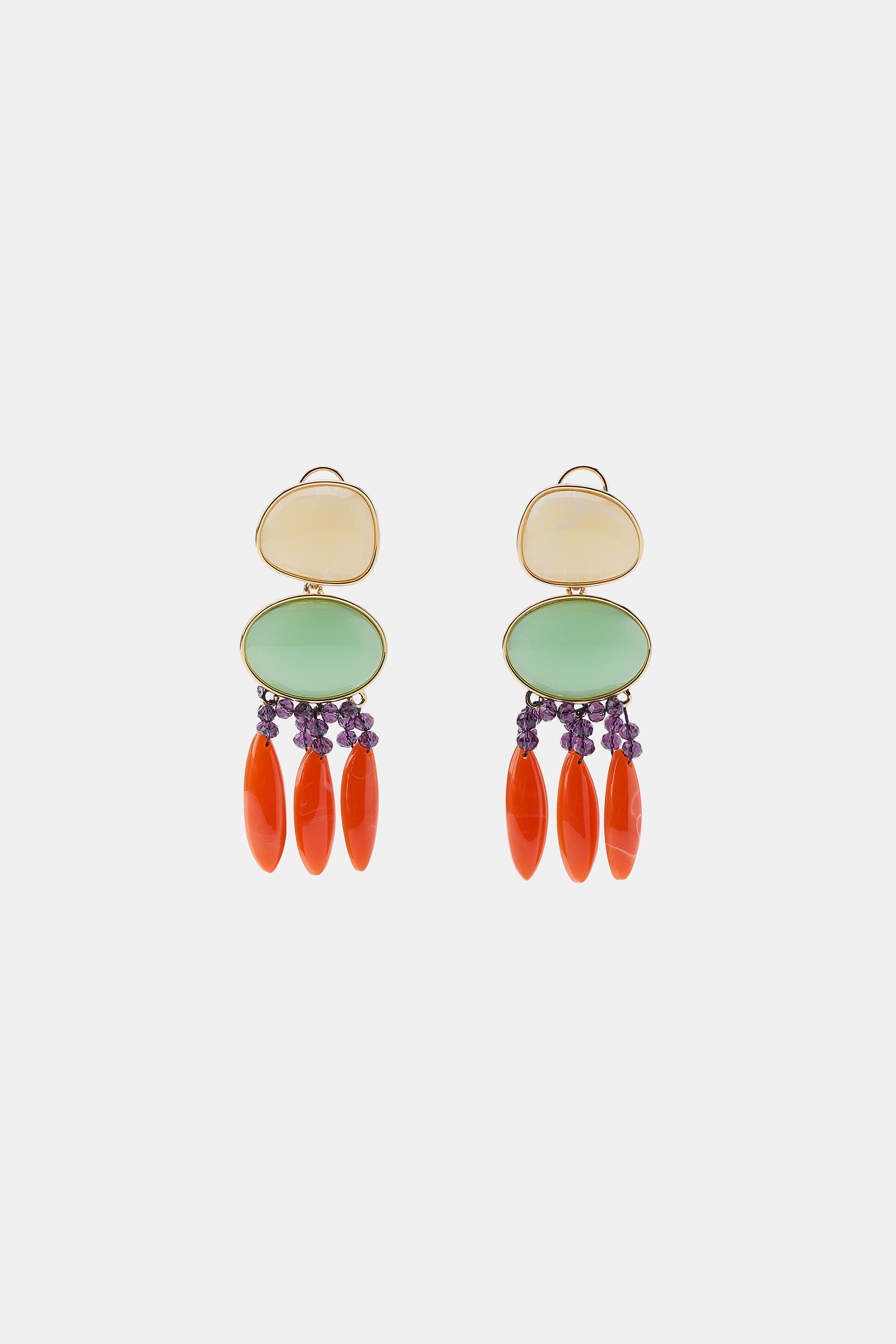 BOUCLES D'OREILLES DOUBLES EN RÉSINE ET FANTASIE